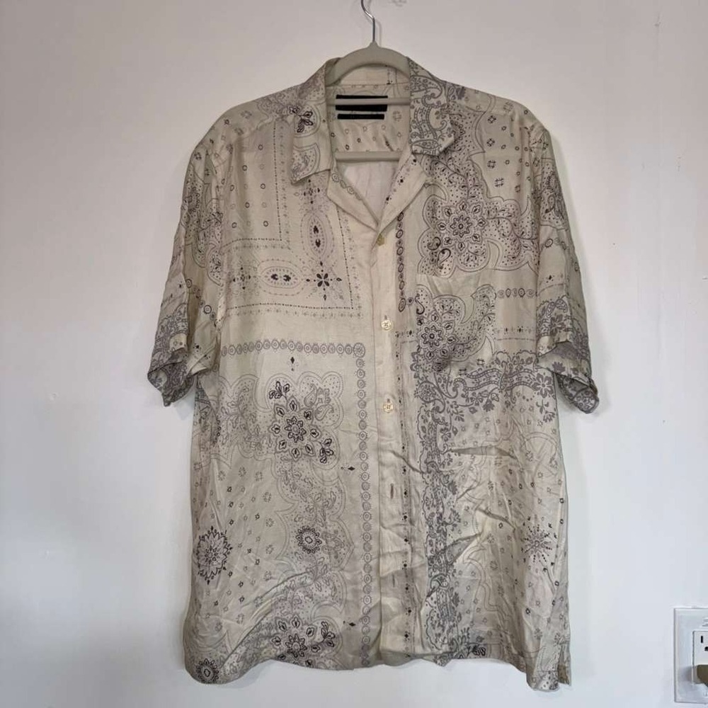 Allsaints Jalisco Bandana Print Camp Shirt Men's Sz XL Relaxed Fit Paisley Boho